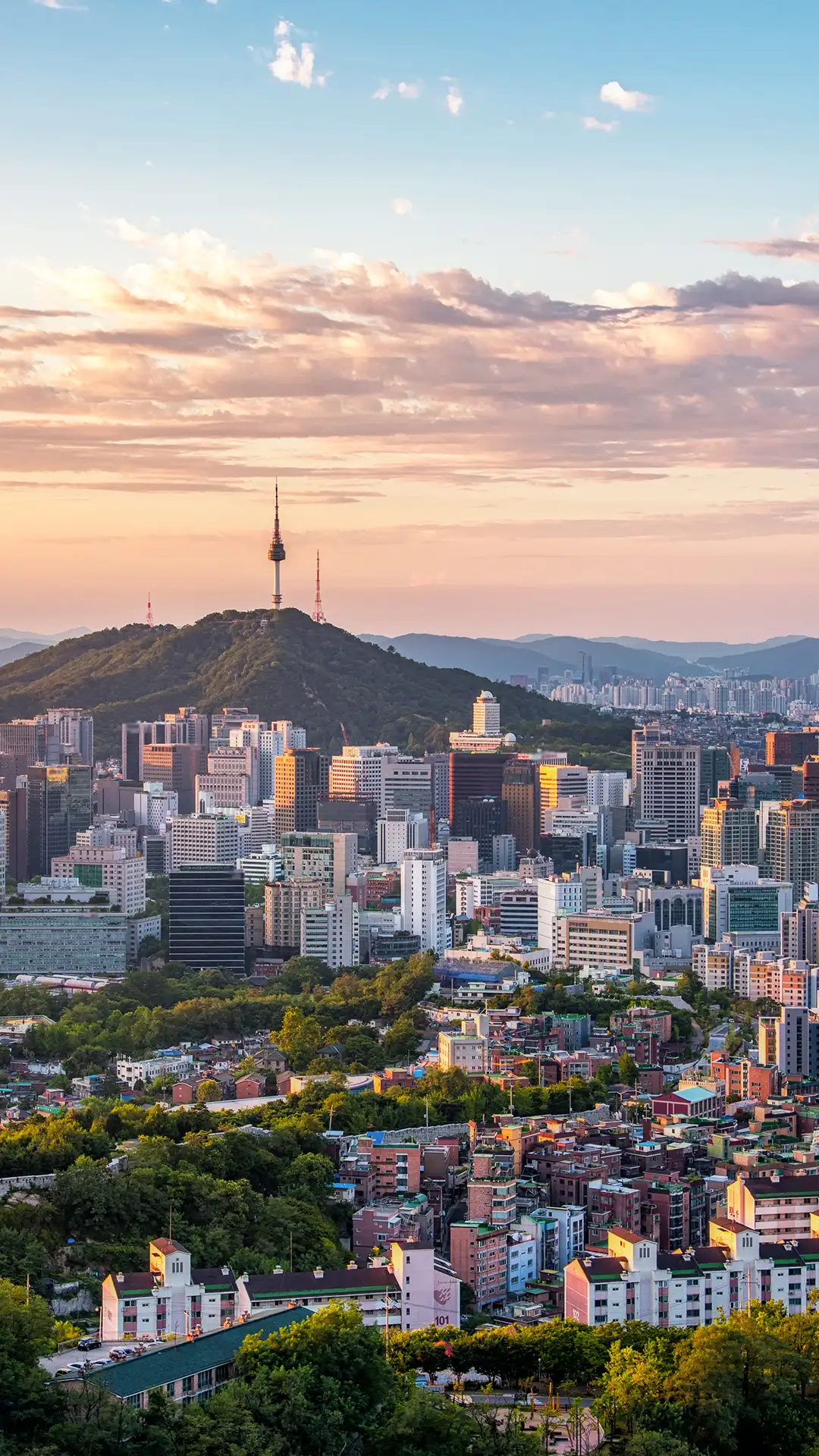City downtown skyline in Seoul, South Korea.