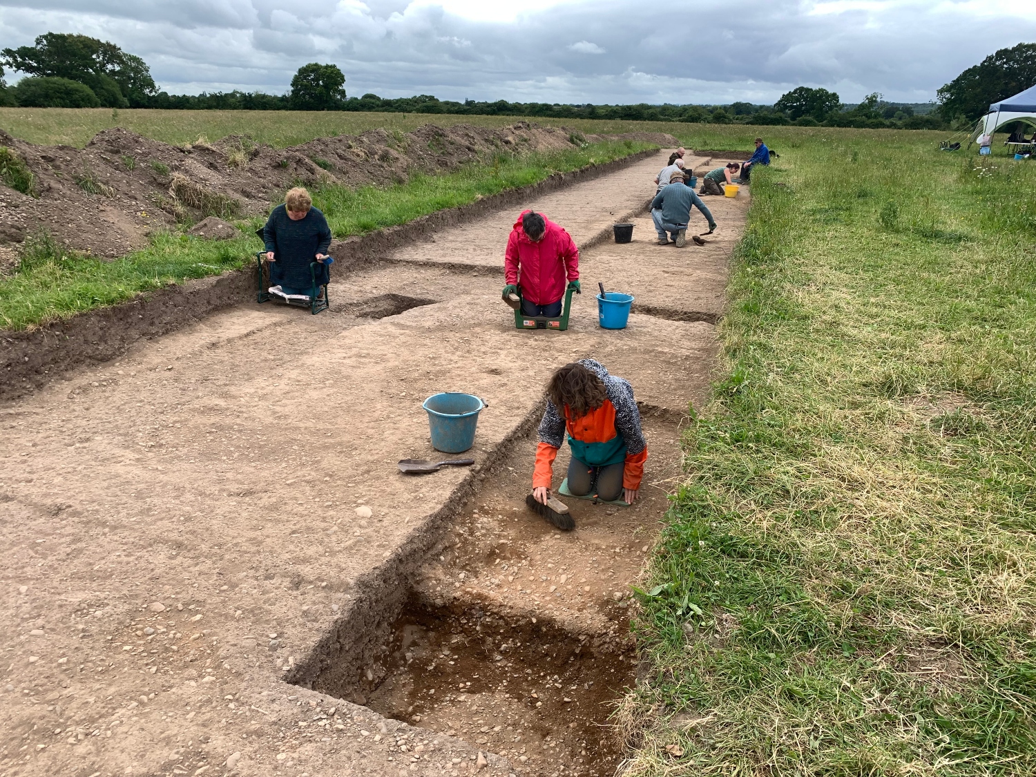 Volunteers and University of Chester students excavating the remains of the possible early Medieval building.